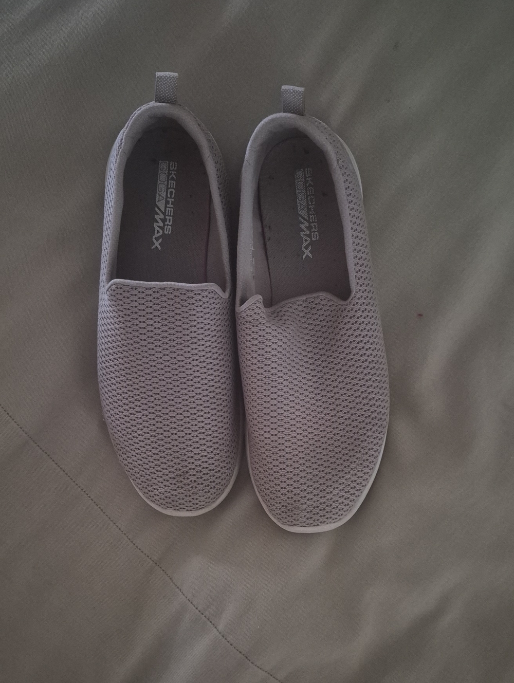 Skechers Slip-On Mesh Sneakers in Light Gray